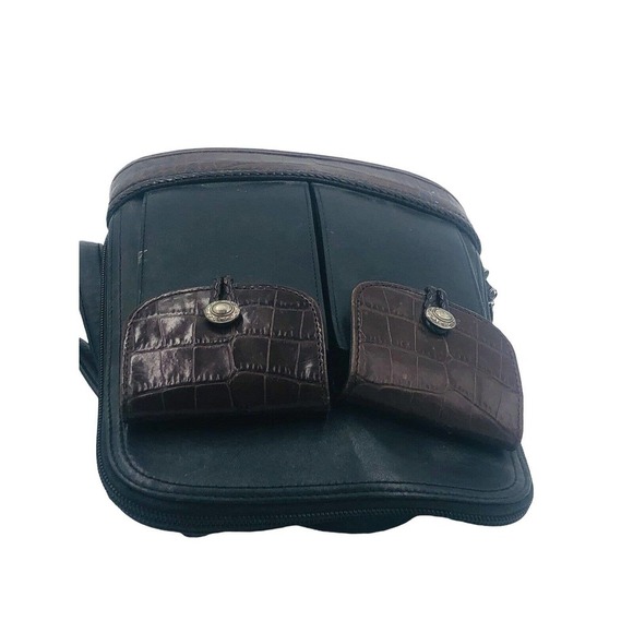 Brighton One World Black Brown Leather Small Cross body Bag Handbag Purse - Picture 4 of 8